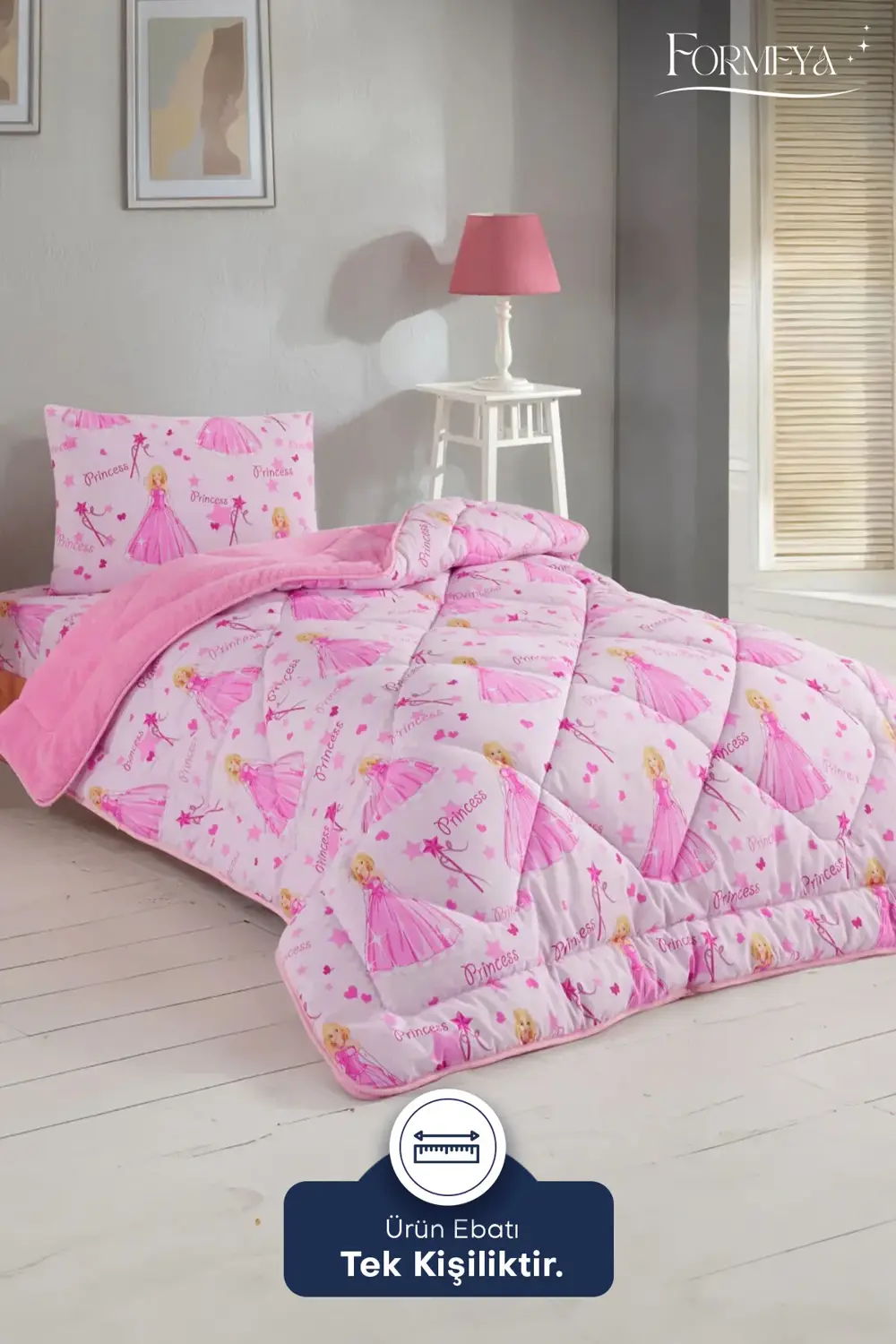 Tek Kişilik Çarşaflı Prenses Desenli Çift Taraflı Wellsoft Uyku S