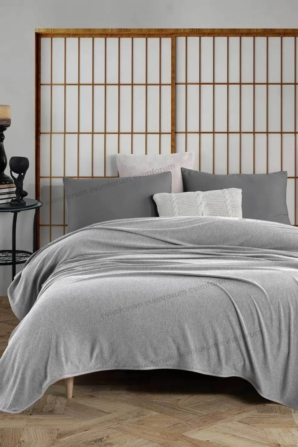 Tek Kişilik Klimalı Dört Mevsim Açık Gri Pike Yatak Örtüsü 160*23