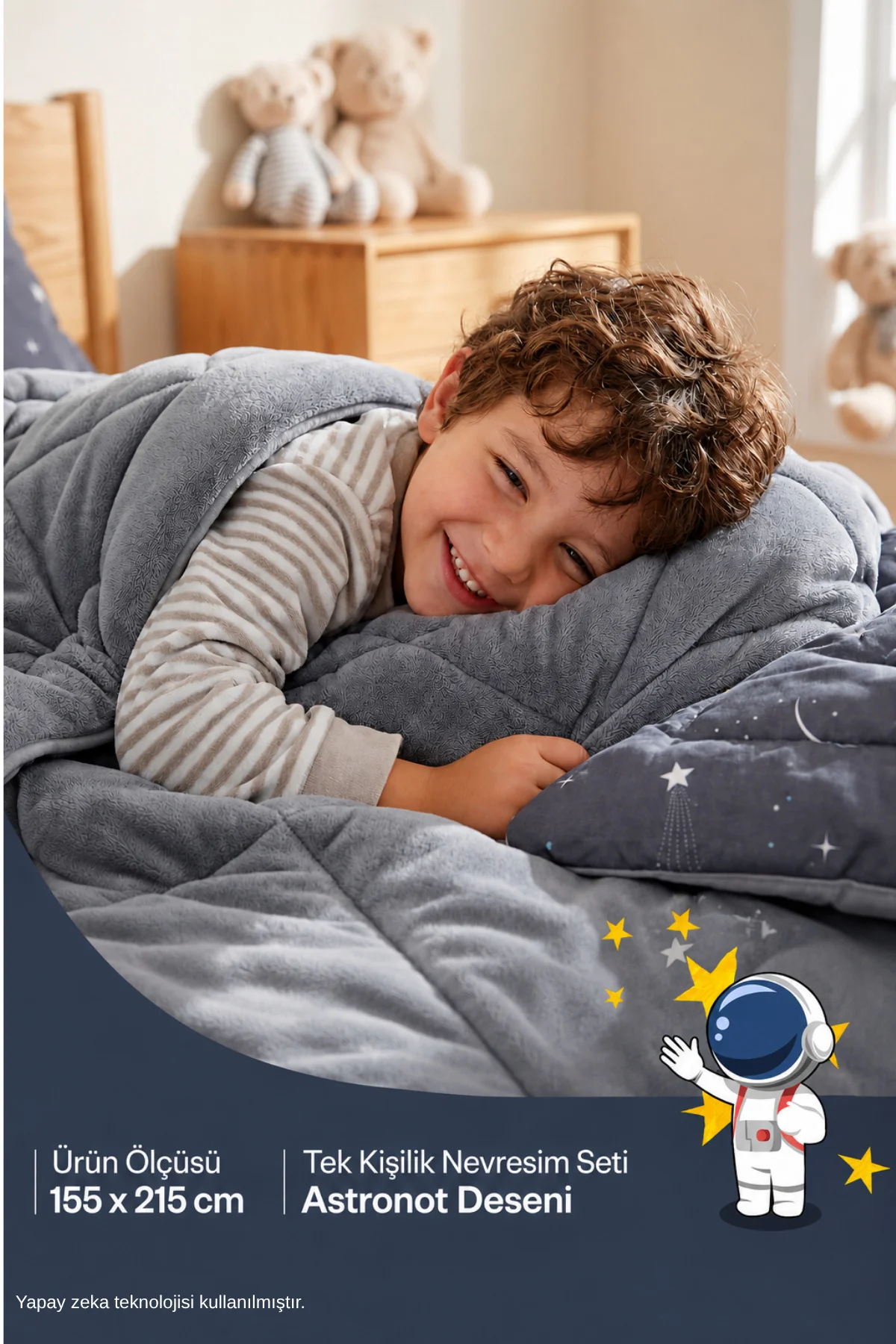 Tek Kişilik Lastikli Çarşaflı Çift Taraflı Astronot Desenli Wellsoft Uyku Seti Tek Kişilik Lastikli Çarşaflı Çift Taraflı Astronot Desenli Wellsoft Uyku Seti Fiyatı, Yorumları ve Özellikleri