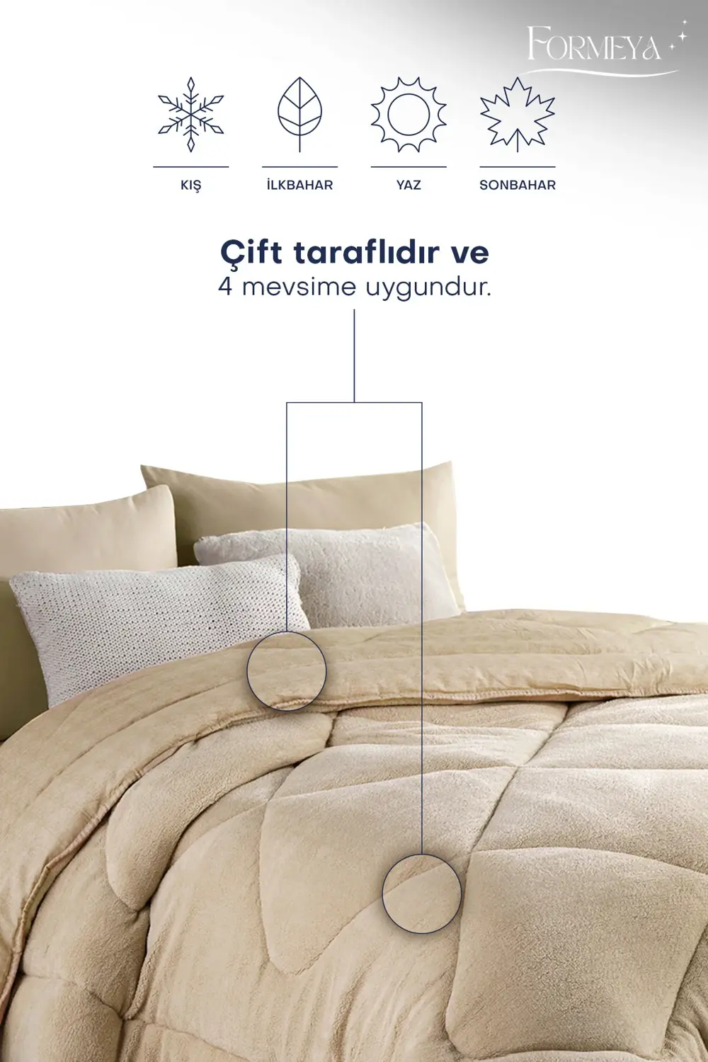 Tek Kişilik Lüx Kahverengi Welsoft Yorgan Çift Taraflı 155x215