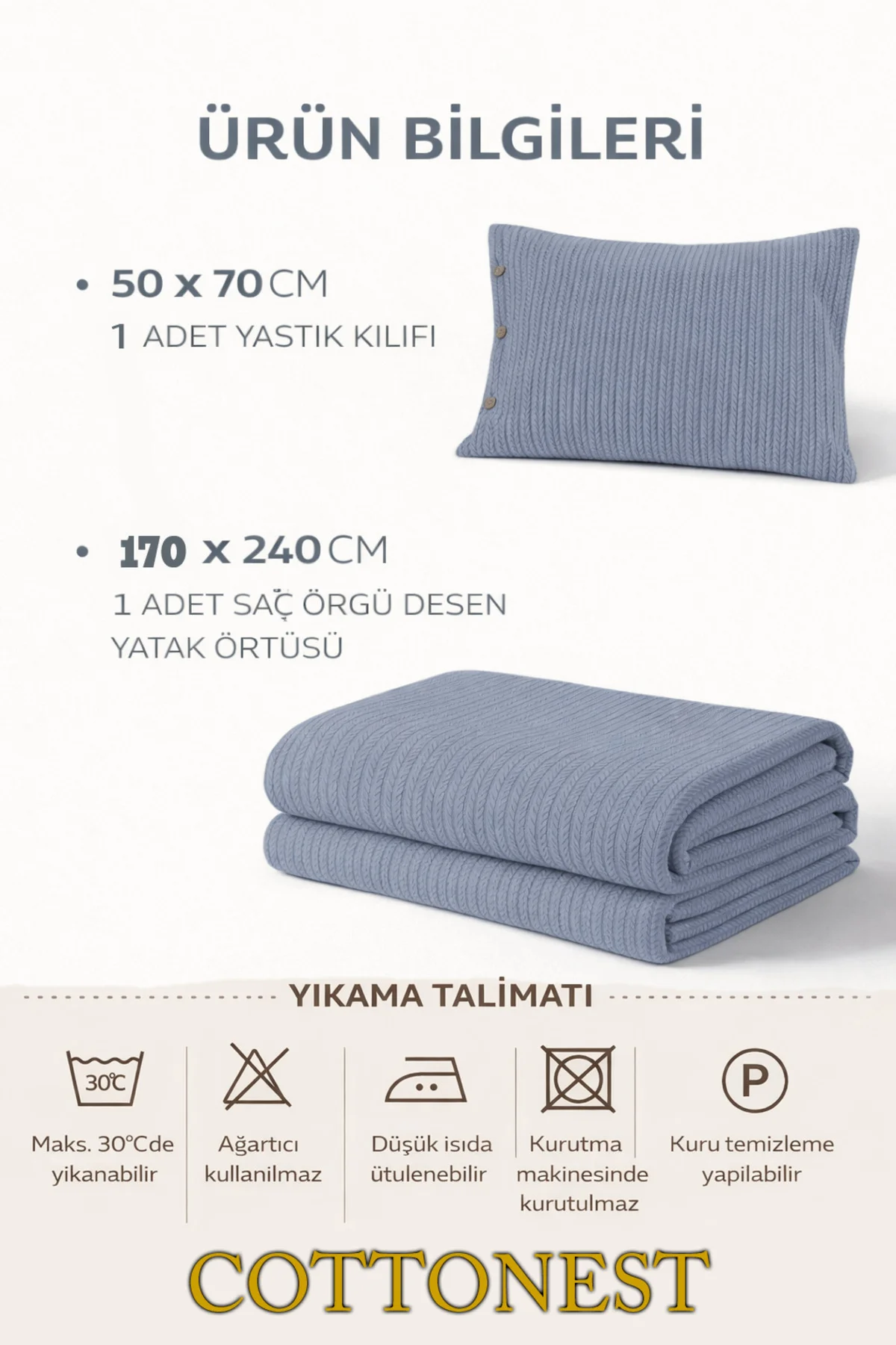 Tek Kişilik Mavi Yatak Örtüsü Seti 1 Adet Yastık Kılıfı Tek Kişilik Mavi Yatak Örtüsü Seti 1 Adet Yastık Kılıfı