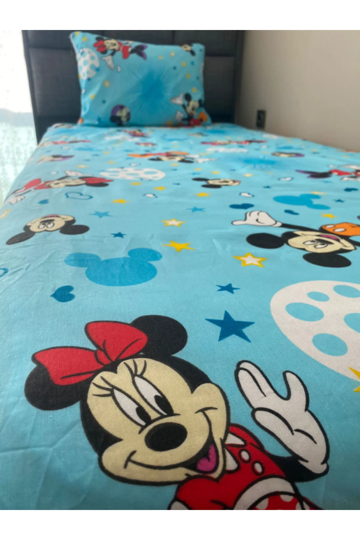 Tek Kişilik mickey mause Desenli Lastikli Çarşaf Takımı (90X190 Y