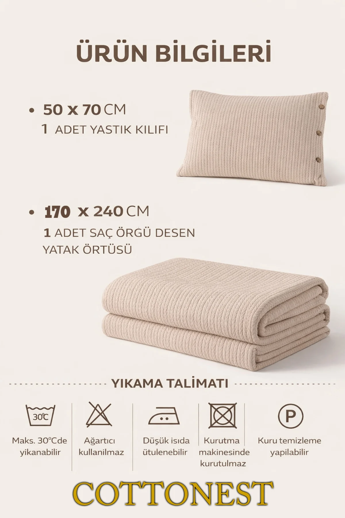 Tek Kişilik Örgü Desen Pike Yatak Örtüsü Seti | 160x230 cm Pike | Tek Kişilik Örgü Desen Pike Yatak Örtüsü Seti | 160x230 cm Pike |