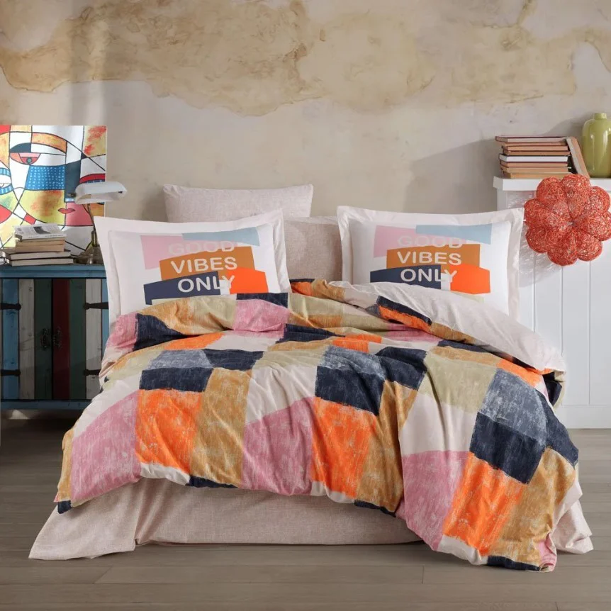 Tek Kişilik Poplin Nev Takımı Bermuda Oranj