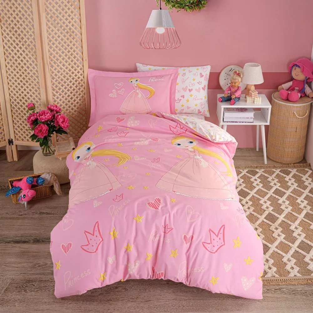 Tek Kişilik Poplin Nev Takımı Prenses Pembe