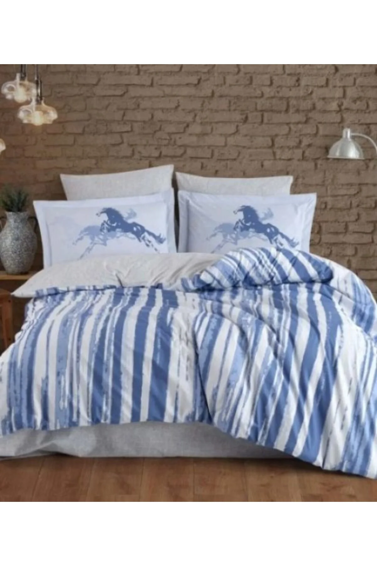 Tek Kişilik Poplin Nev Takımı Cascade Mavi