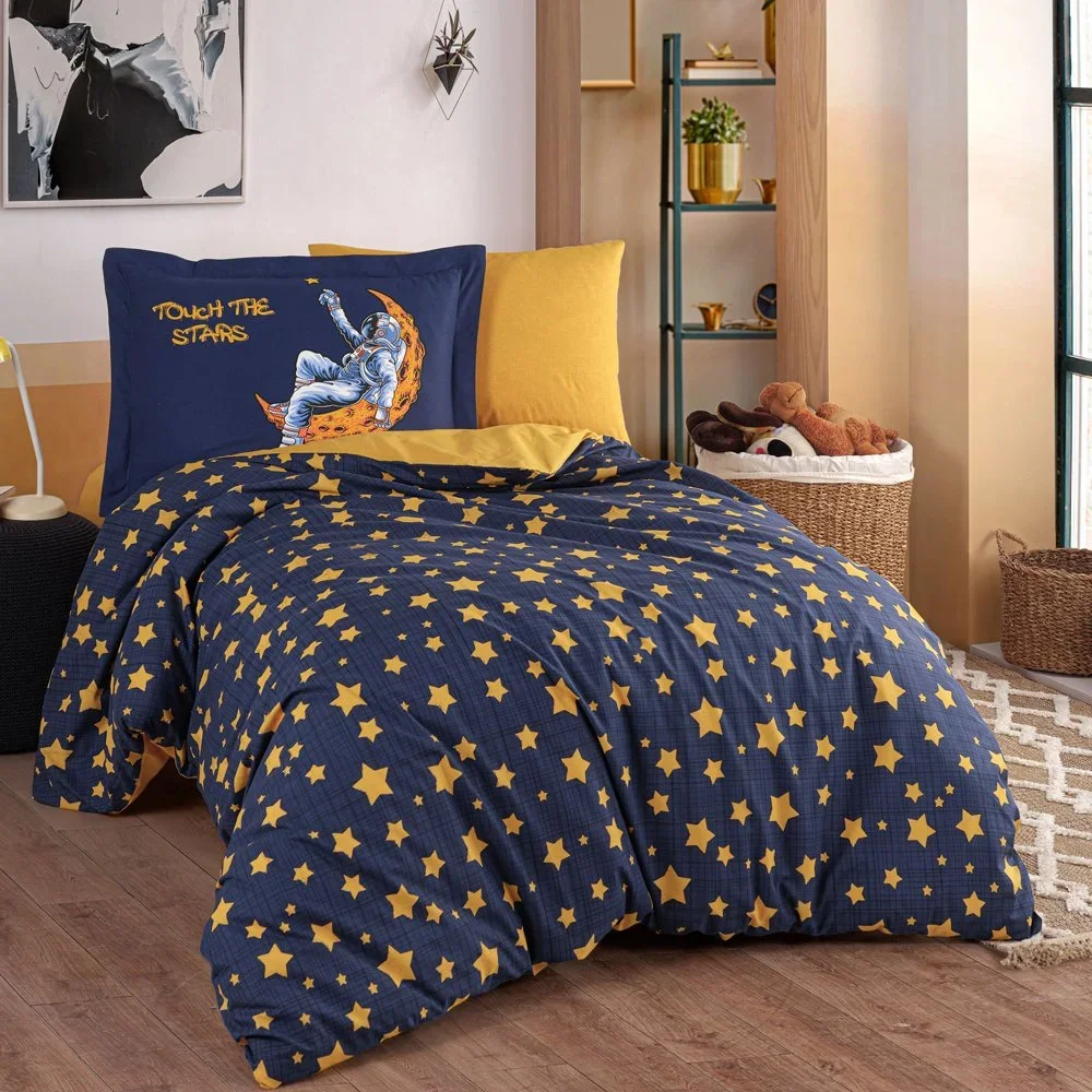 Tek Kişilik Poplin Nev Takımı Space Lacivert