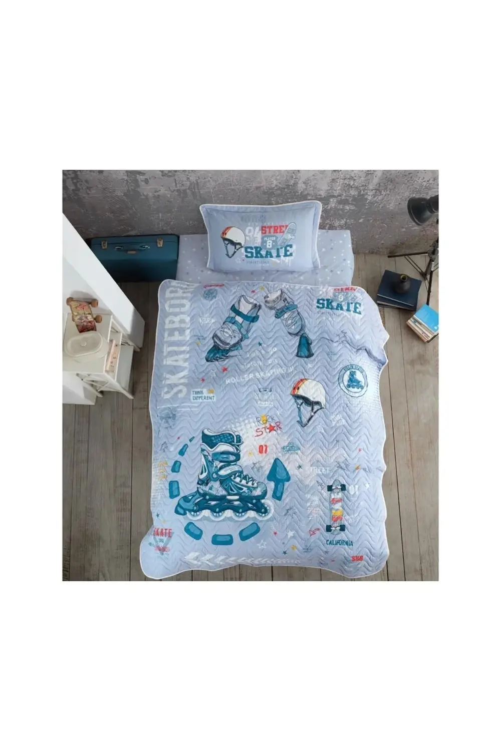 Clasy Tek Kişilik Skyland V1 A.Mavi Yatak Örtüsü