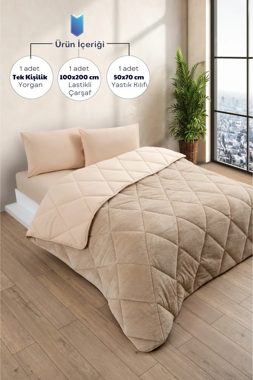 Tek Kişilik Wellsoft Yorgan Uyku Seti - Lastikli Çarşaflı Yastık