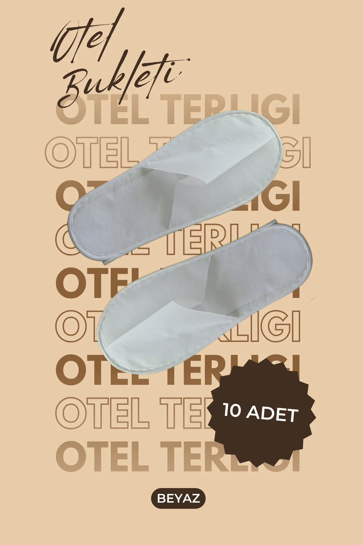 Tek Kullanımlık 90 gr Tela Terlik 4,5 mm Polietilen Taban 10 Çift
