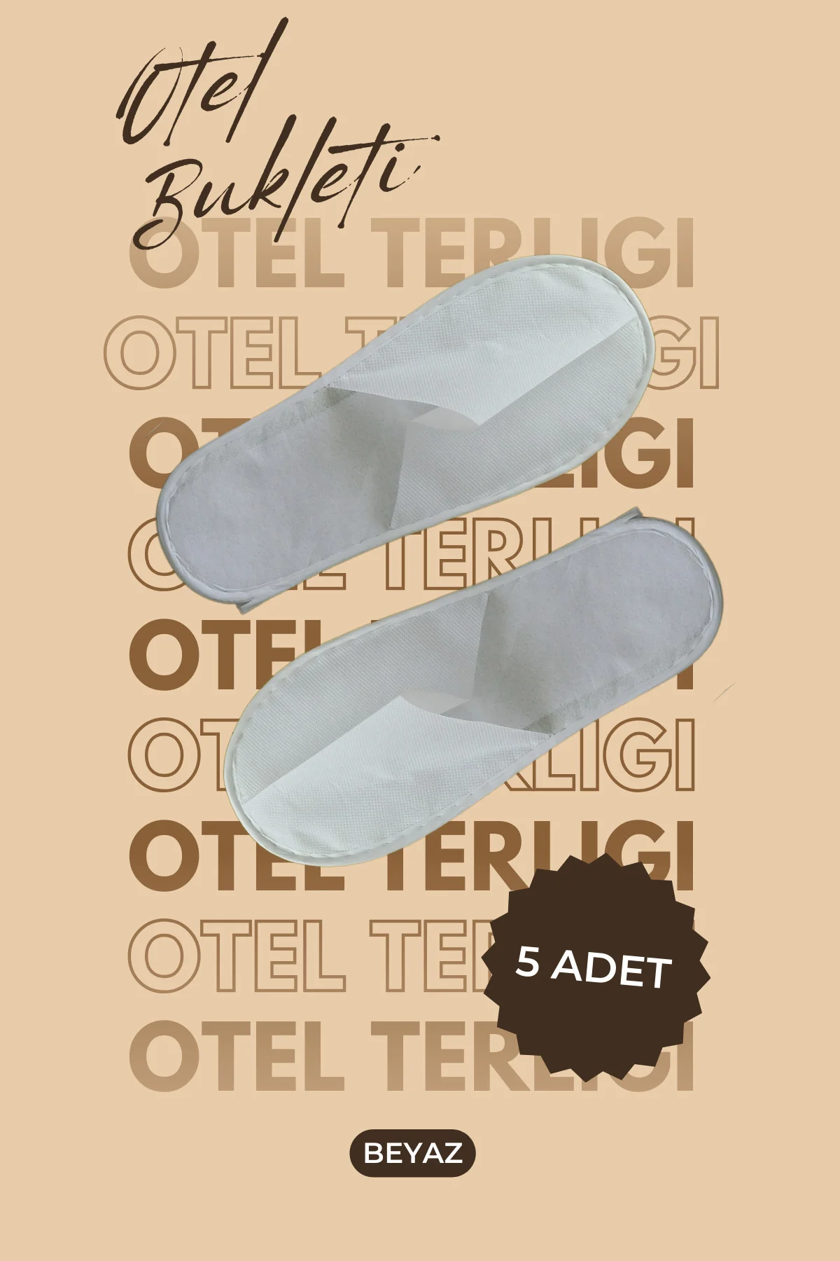 Tek Kullanımlık 90 gr Tela Terlik 4,5 mm Polietilen Taban 5 Çift