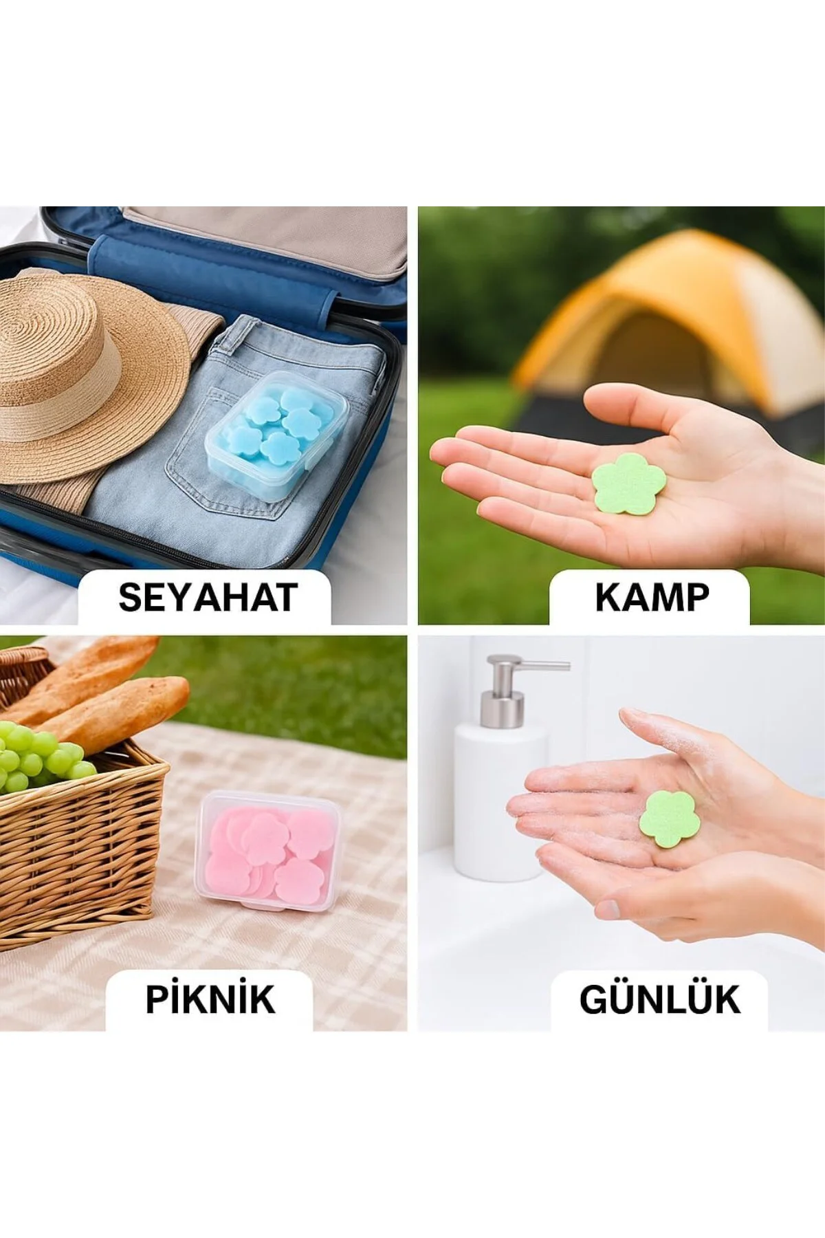 Tek Kullanımlık Çiçek Şekilli Sihirli Sabun Kağıdı,Taşınabilir Hi