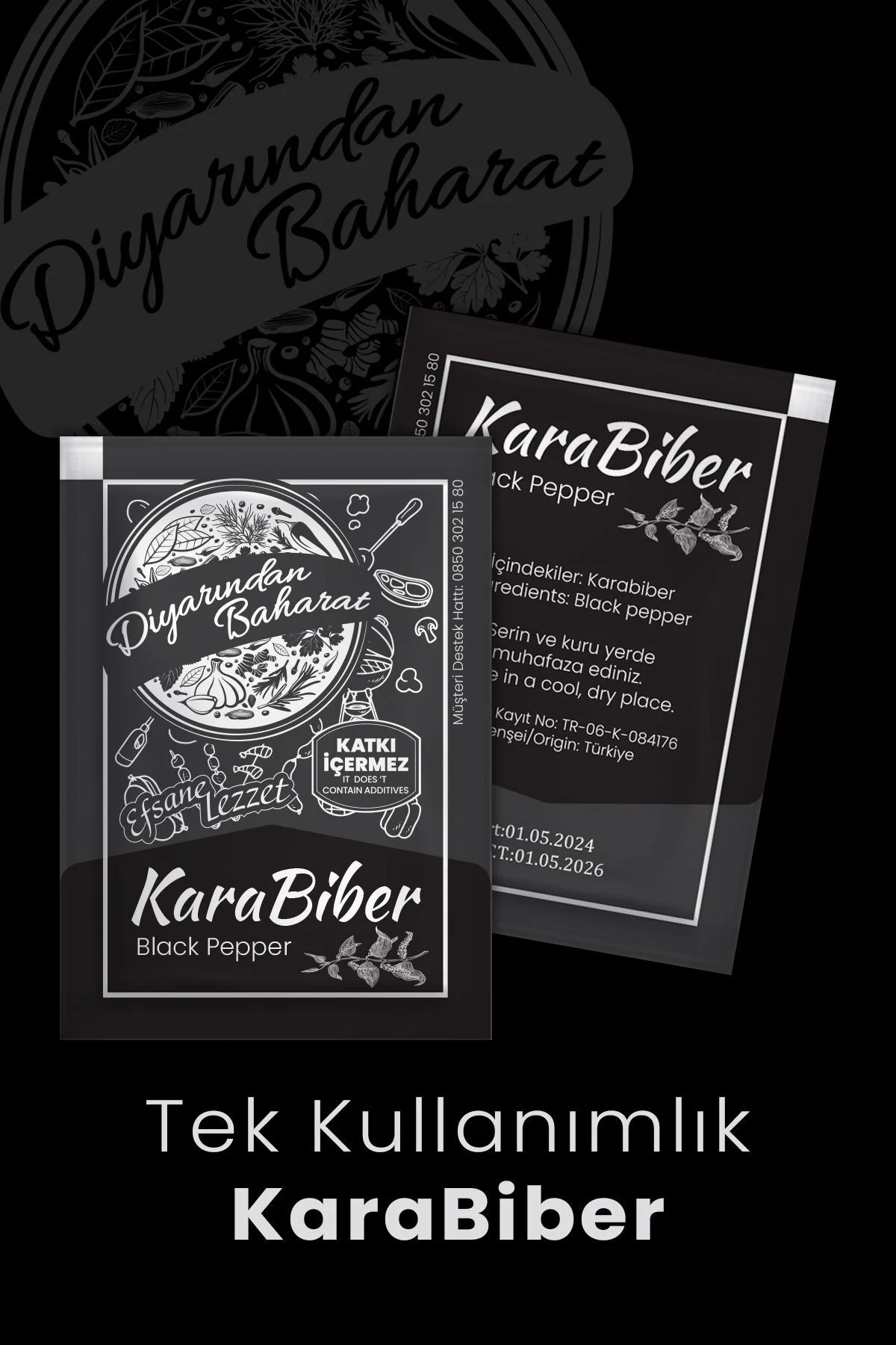 Tek kullanımlık Karabiber Baharatı 1000 Adet 5x7cm