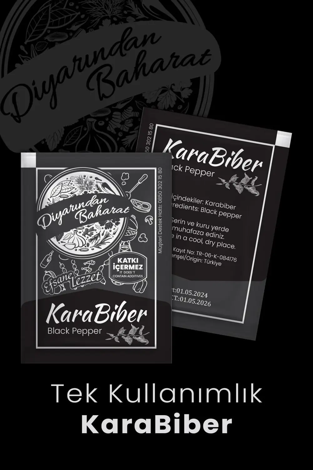 Tek kullanımlık Karabiber Baharatı 1000 Adet 5x7cm