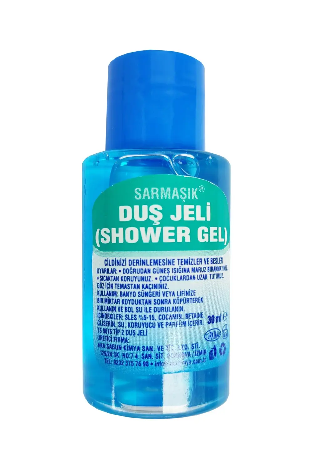 Tek Kullanımlık Mini Otel Duş Jeli - Mavi - Şişe - 30 Cc / 30 Ml.