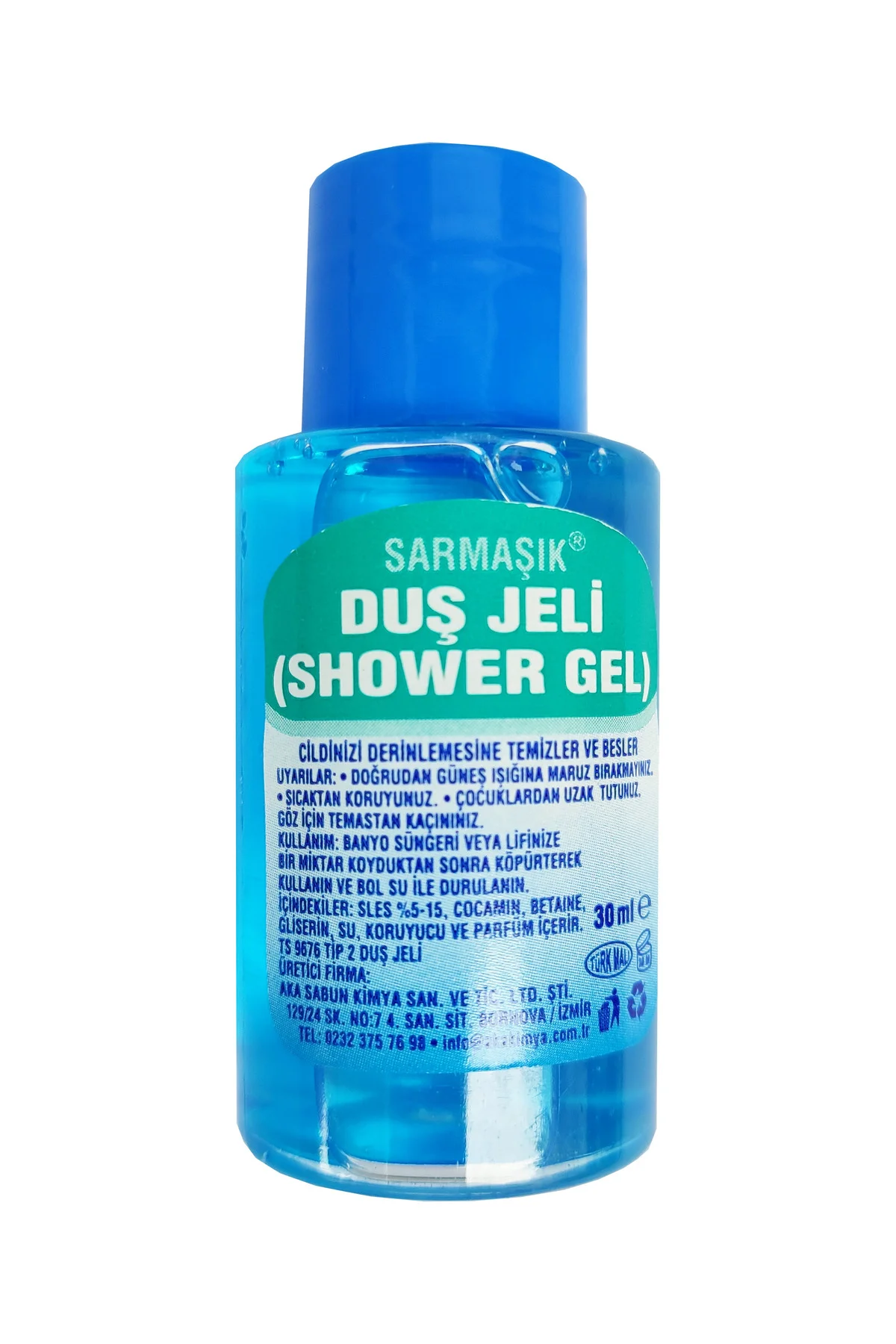 Tek Kullanımlık Mini Otel Duş Jeli - Mavi - Şişe - 30 Cc / 30 Ml.