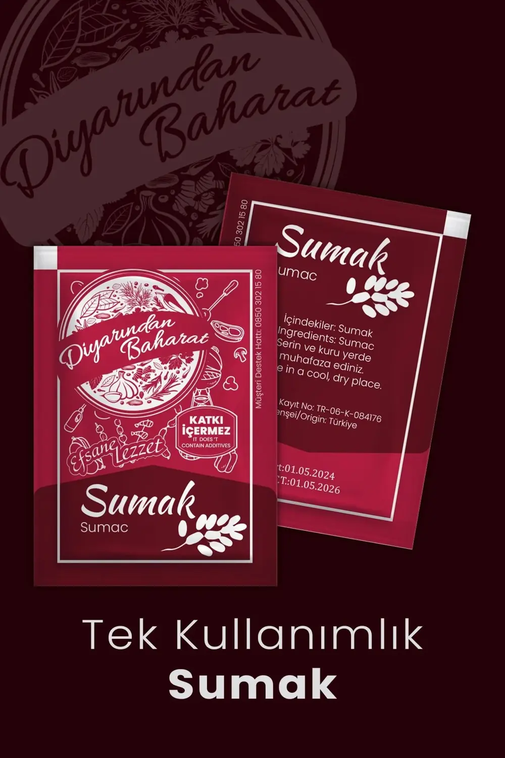 Tek kullanımlık Sumak Baharatı 1000 Adet 5x7cm