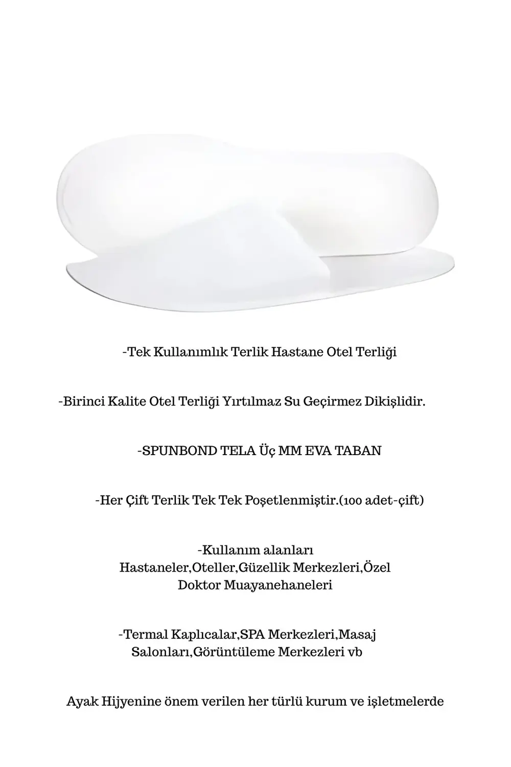 Tek Kullanımlık Tela Terlik 100 Çift | Otel Spa Ofis Hastane Ayak