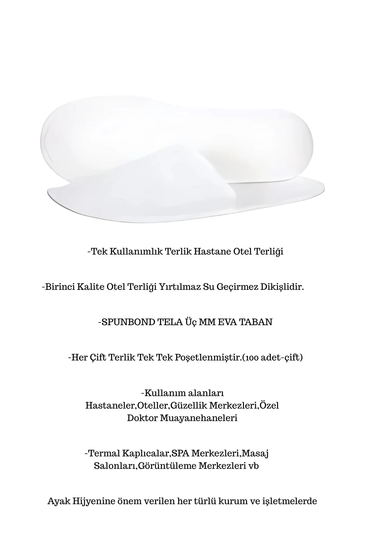 Tek Kullanımlık Tela Terlik 100 Çift | Otel Spa Ofis Hastane Ayak