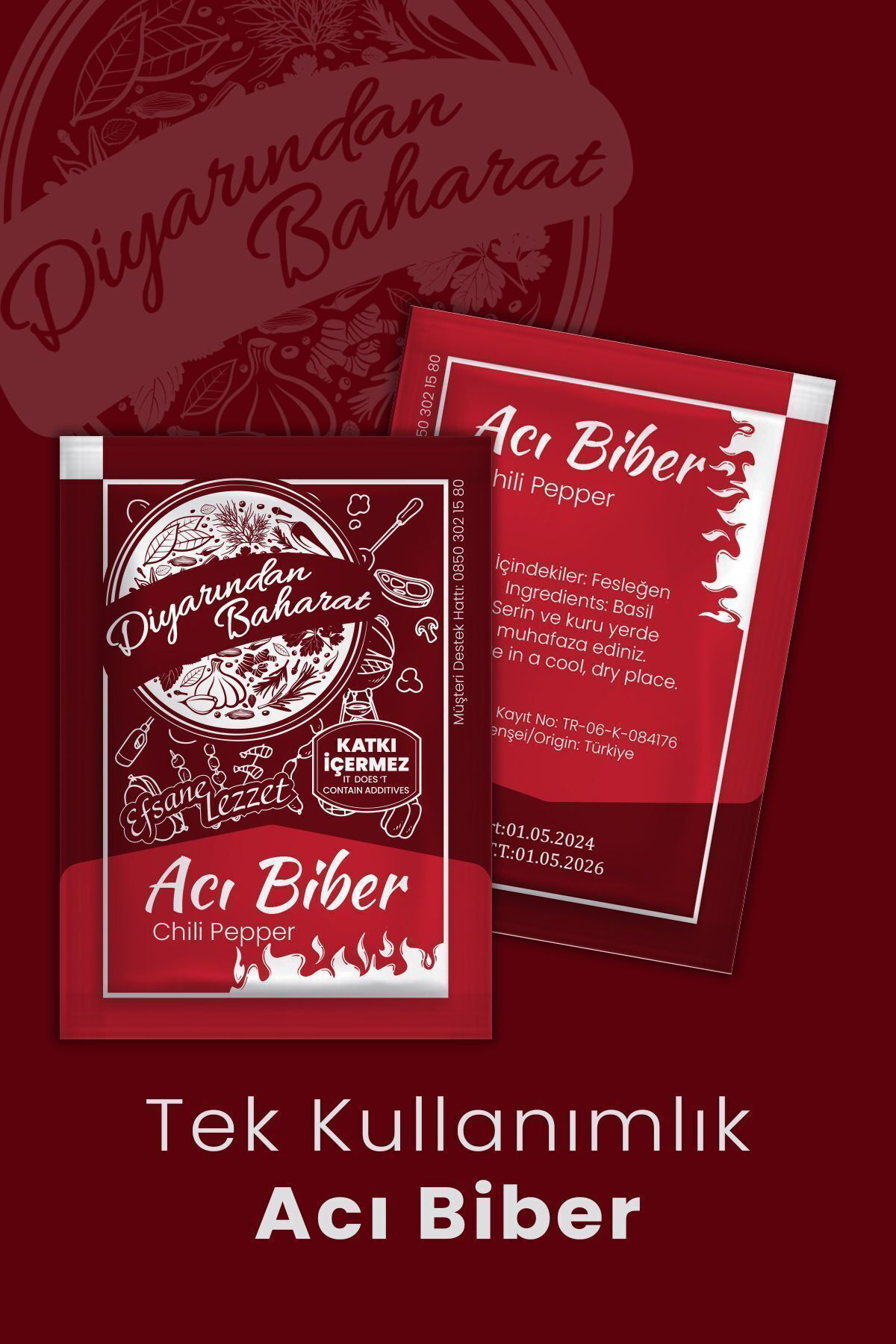 Diyarından Baharat Tek Kullanımlık Acı Biber Baharatı 1000 Adet 5X7cm