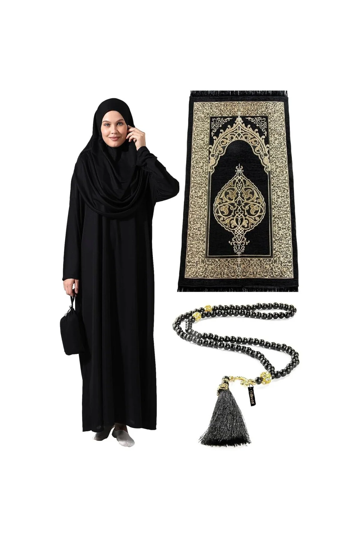 Tek Parça Namaz Elbisesi - Seccade - Tesbih - İbadet Seti - 5015