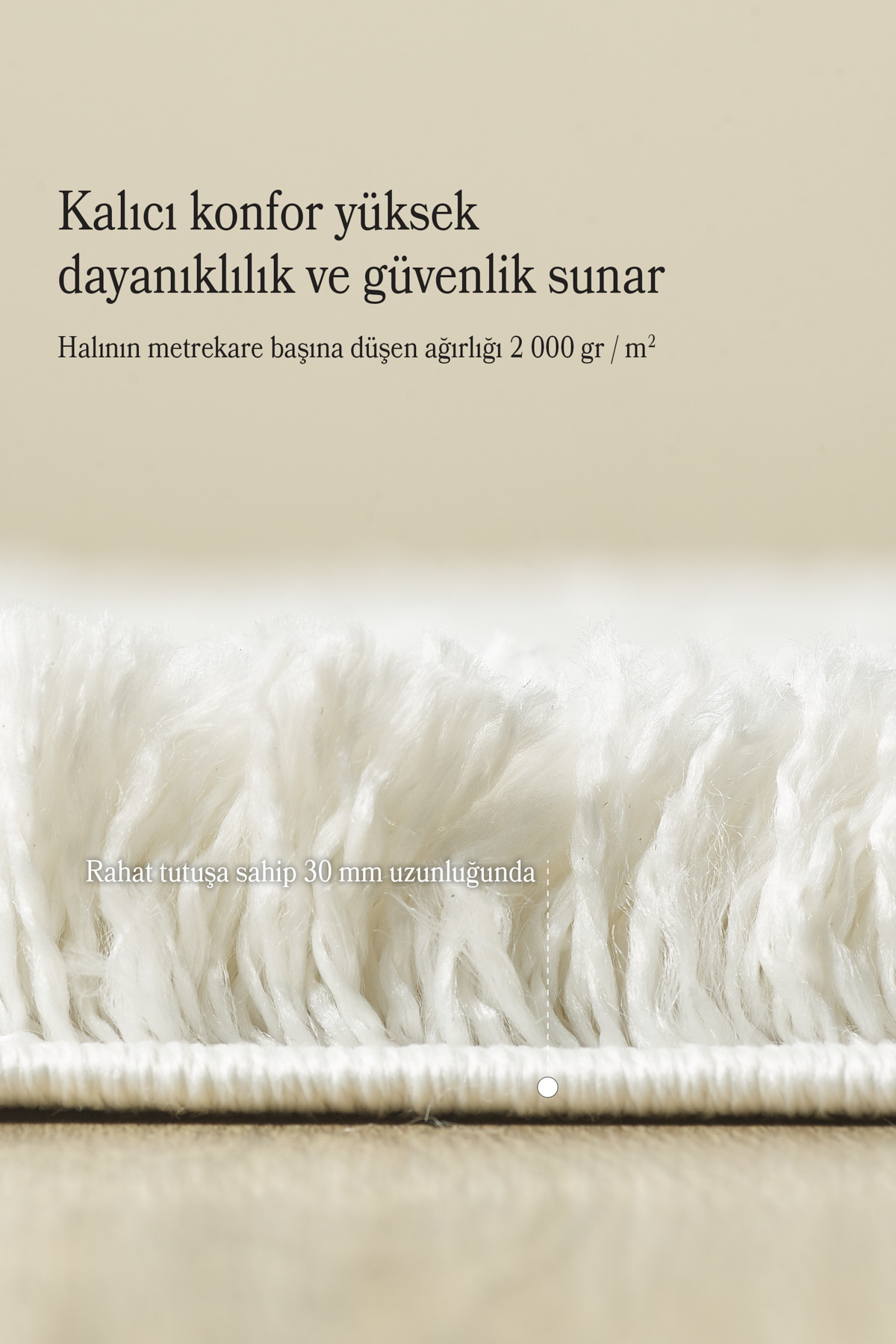 Tek Renk Beyaz Yumuşak Peluş Post Salon Oturma Odası Mutfak Shagg