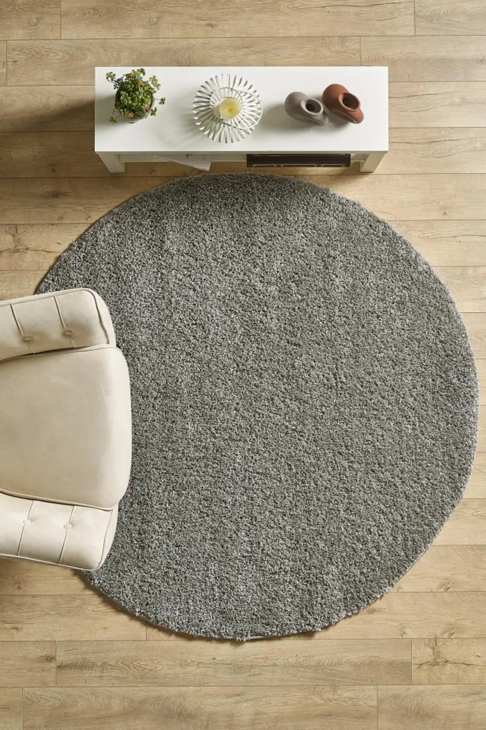 Tek Renk Desensiz Açık Gri Yumuşak Post Peluş Shaggy Halı Salon O