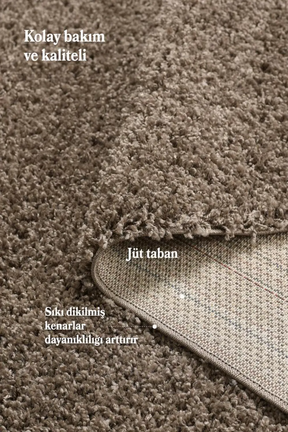 Tek Renk Desensiz Açık Kahve Yumuşak Post Peluş Shaggy Halı Salon