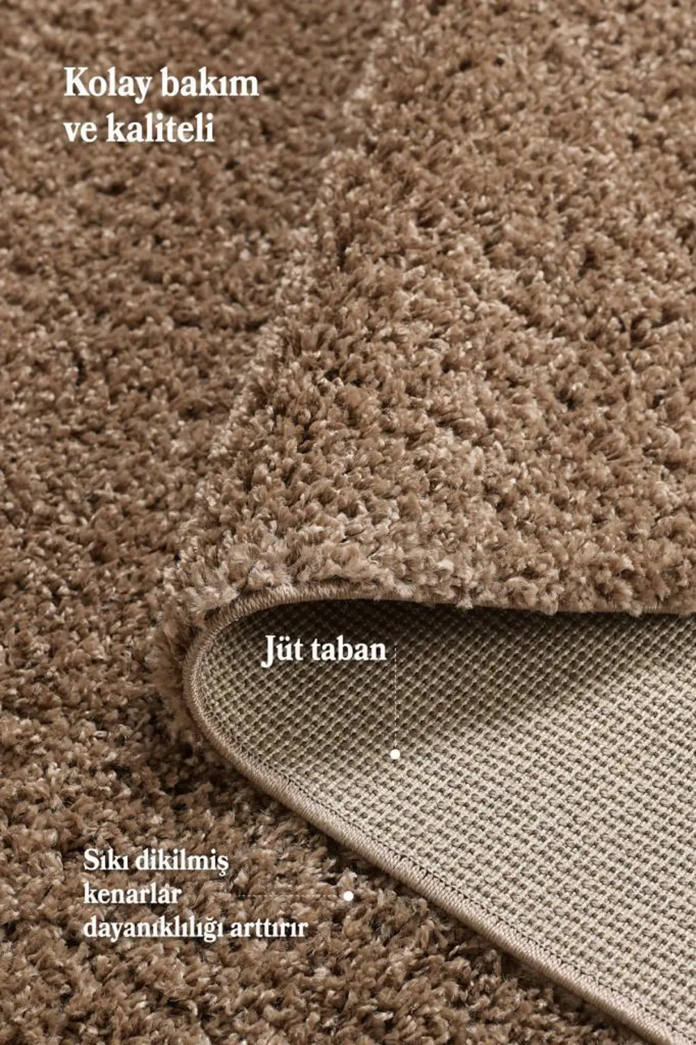 Tek Renk Desensiz Moka Yuvarlak Yumuşak Post Peluş Shaggy Halı Sa