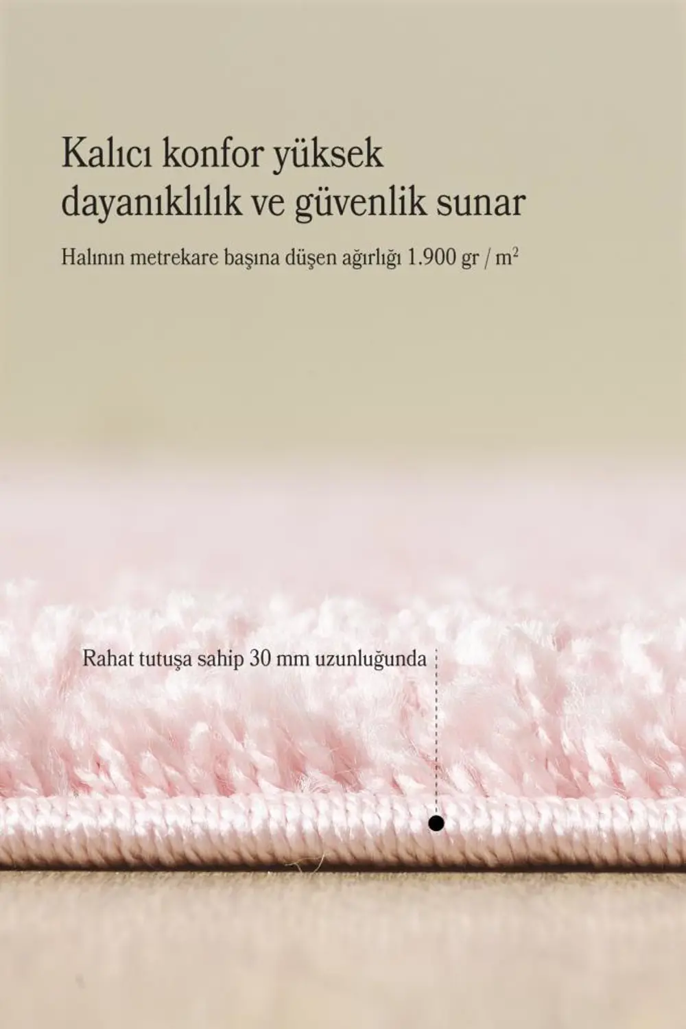 Tek Renk Desensiz Pembe Yumuşak Post Peluş Shaggy Halı Salon Otur