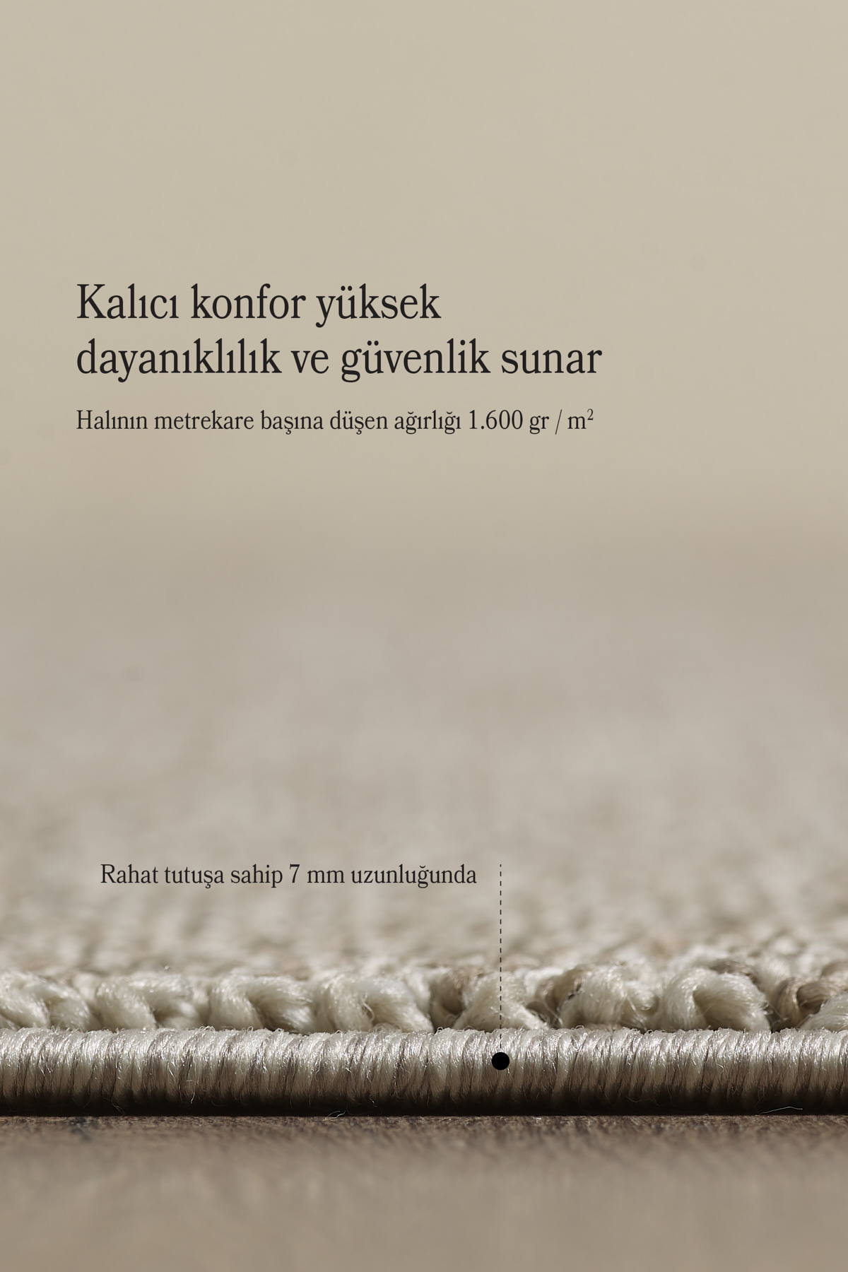 Tek Renk Kahverengi Sisal Yumuşak Dokulu Bukleli Jüt Halı Salon O