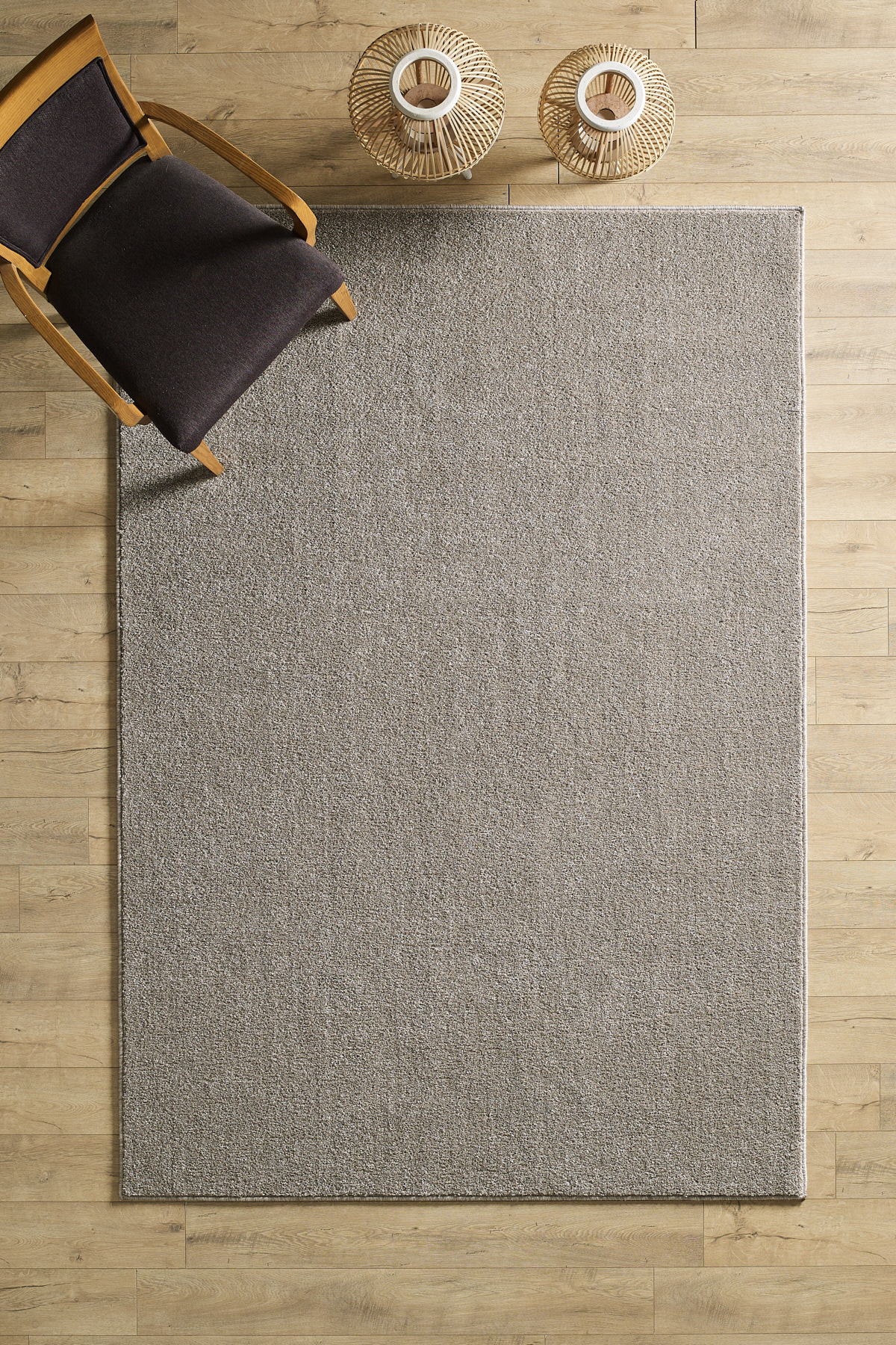 Anaska Home Tek Renk Kısa Tüylü Bej Kaymaz Tabanlı Salon Koridor Oturma Odası