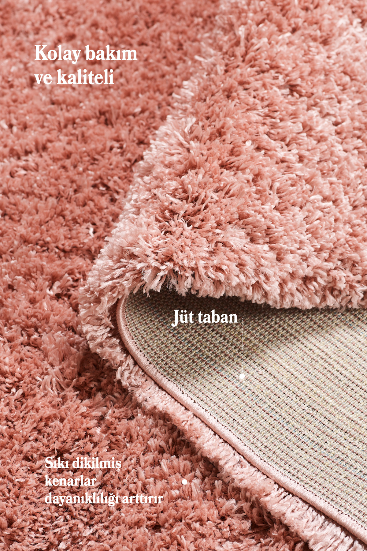 Tek Renk Pembe Peluş Post Salon Oturma Odası Mutfak Shaggy Halısı Tek Renk Pembe Peluş Post Salon Oturma Odası Mutfak Shaggy Halısı