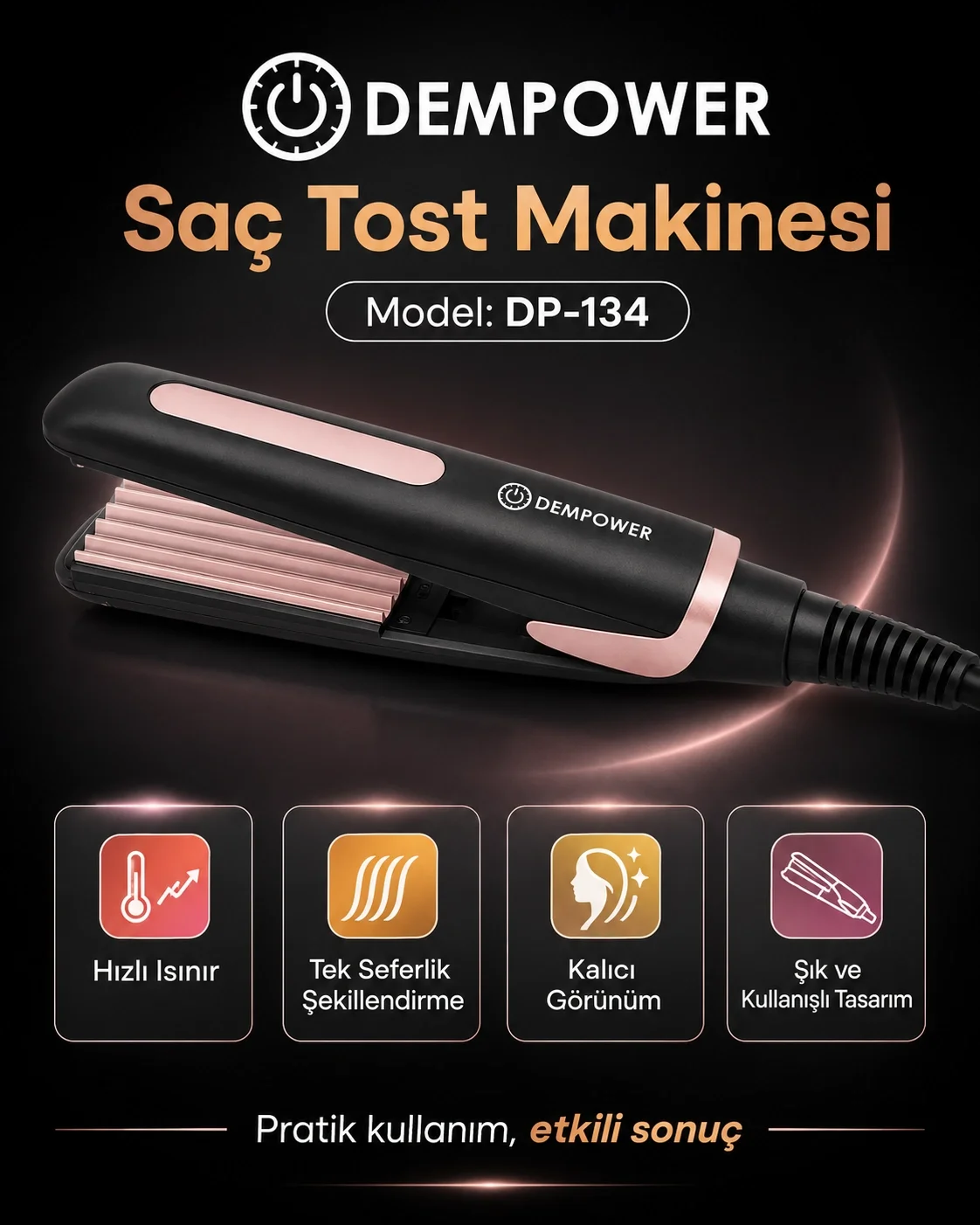 Tek Seferlik Şekillendirme İçin Saç Tost Makinesi ve Kalıcı Görün