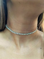 TEK SIRA CHOKER KOLYE ZİRKON TAŞ SU YOLU ABİYE GERDANLIK TASMA KO
