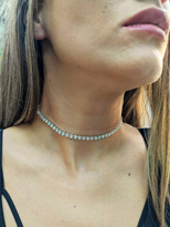 TEK SIRA CHOKER KOLYE ZİRKON TAŞ SU YOLU ABİYE GERDANLIK TASMA KO
