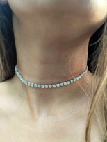 TEK SIRA CHOKER KOLYE ZİRKON TAŞ SU YOLU ABİYE GERDANLIK TASMA KO