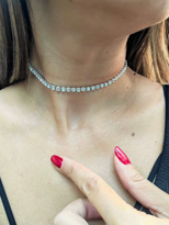 TEK SIRA CHOKER KOLYE ZİRKON TAŞ SU YOLU ABİYE GERDANLIK TASMA KO