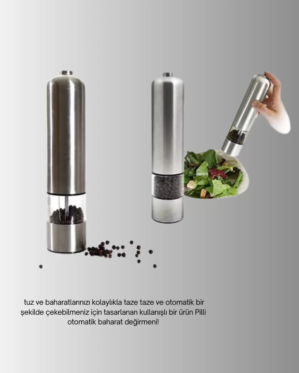 Tek Tuşla Otomatik Baharat Değirmeni Işıklı Sistem - Taze Lezzet İçin Kompakt Tasarım