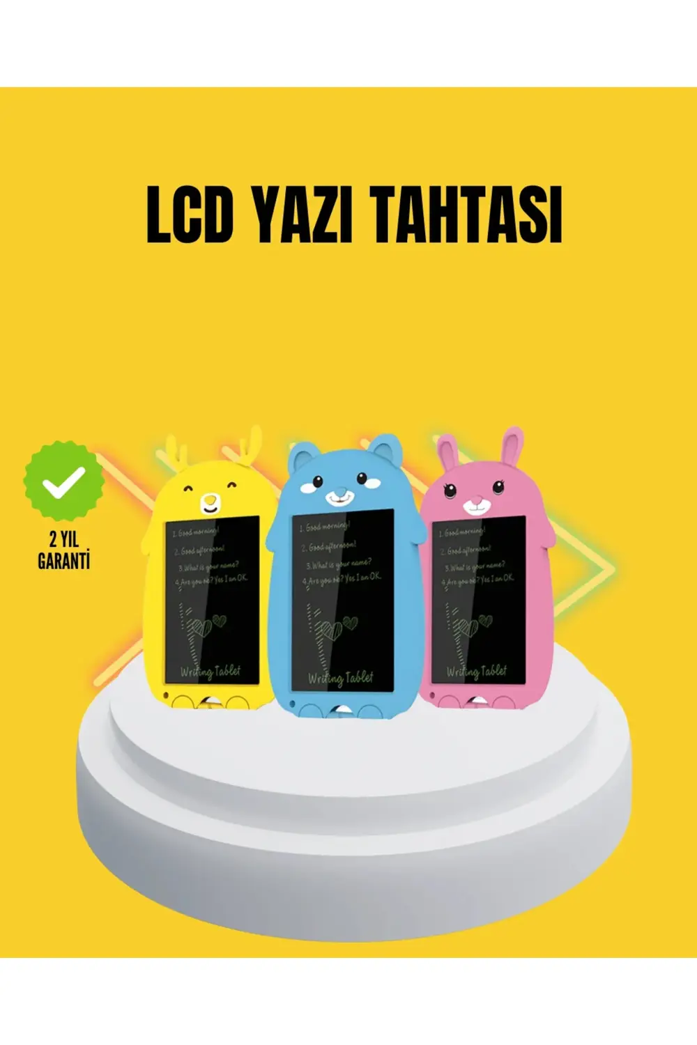Tek Tuşla Silinebilir LCD Yazı Tableti | Çocuklar İçin Eğitim Tab