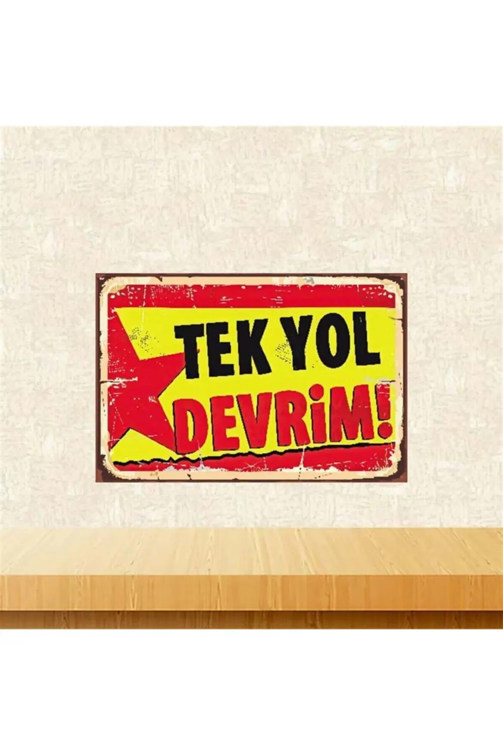 Tek Yol Devrim 20-30 cm Retro Ahşap Poster