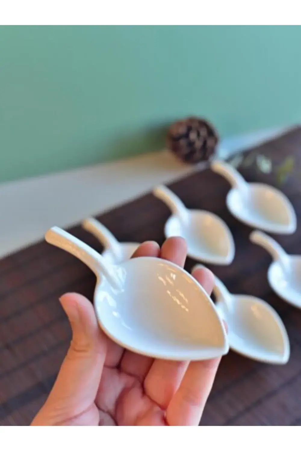 Tekbir Porselen 6 Adet Yaprak Sosluk - Lokumluk - Reçellik - Kahv