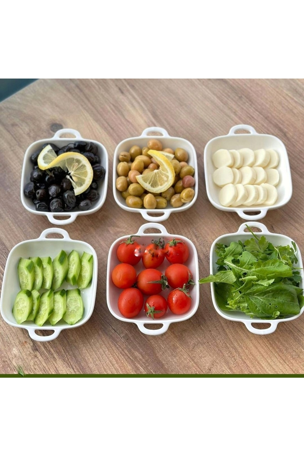 Tekbir Porselen 6 Lı Kare Kulplu Porselen Kahvaltılık Küçük Kase (fırın Kullanımına Uygundur)