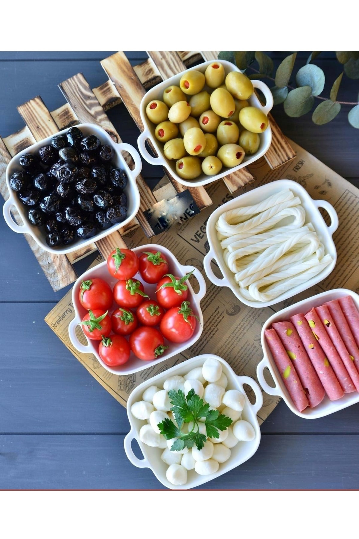Tekbir Porselen 6 Lı Kare Kulplu Porselen Kahvaltılık Küçük Kase (fırın Kullanımına Uygundur)