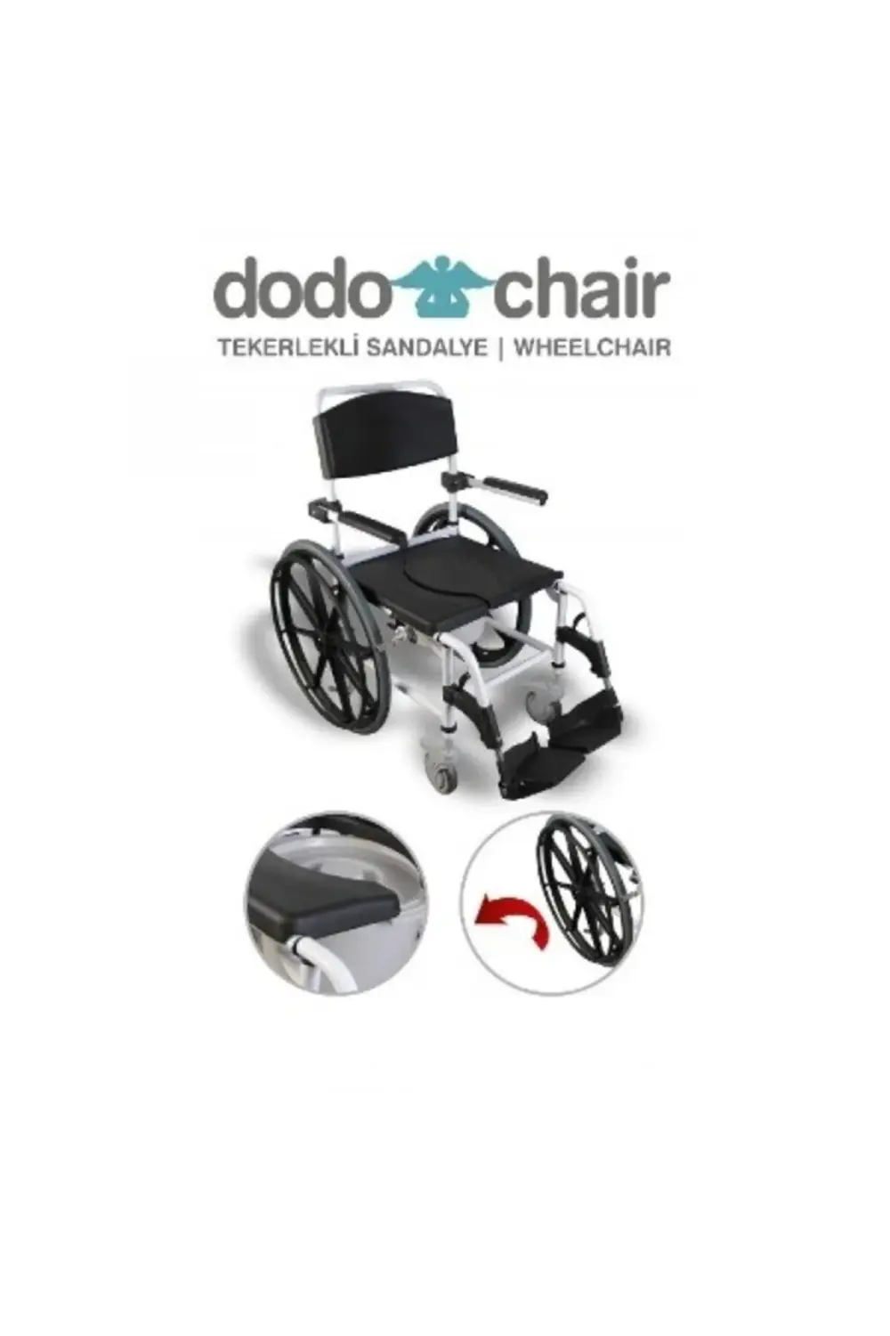 Tekerlekli Banyo Tuvalet Sandalyesi 2 Yıl Garantili 120 Kg Taşıma
