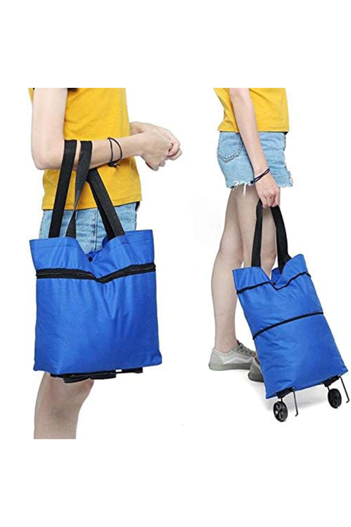 TEKERLEKLİ KATLANABİLİR PRATİK PAZAR ÇANTASI (4767) - ANK8399-900