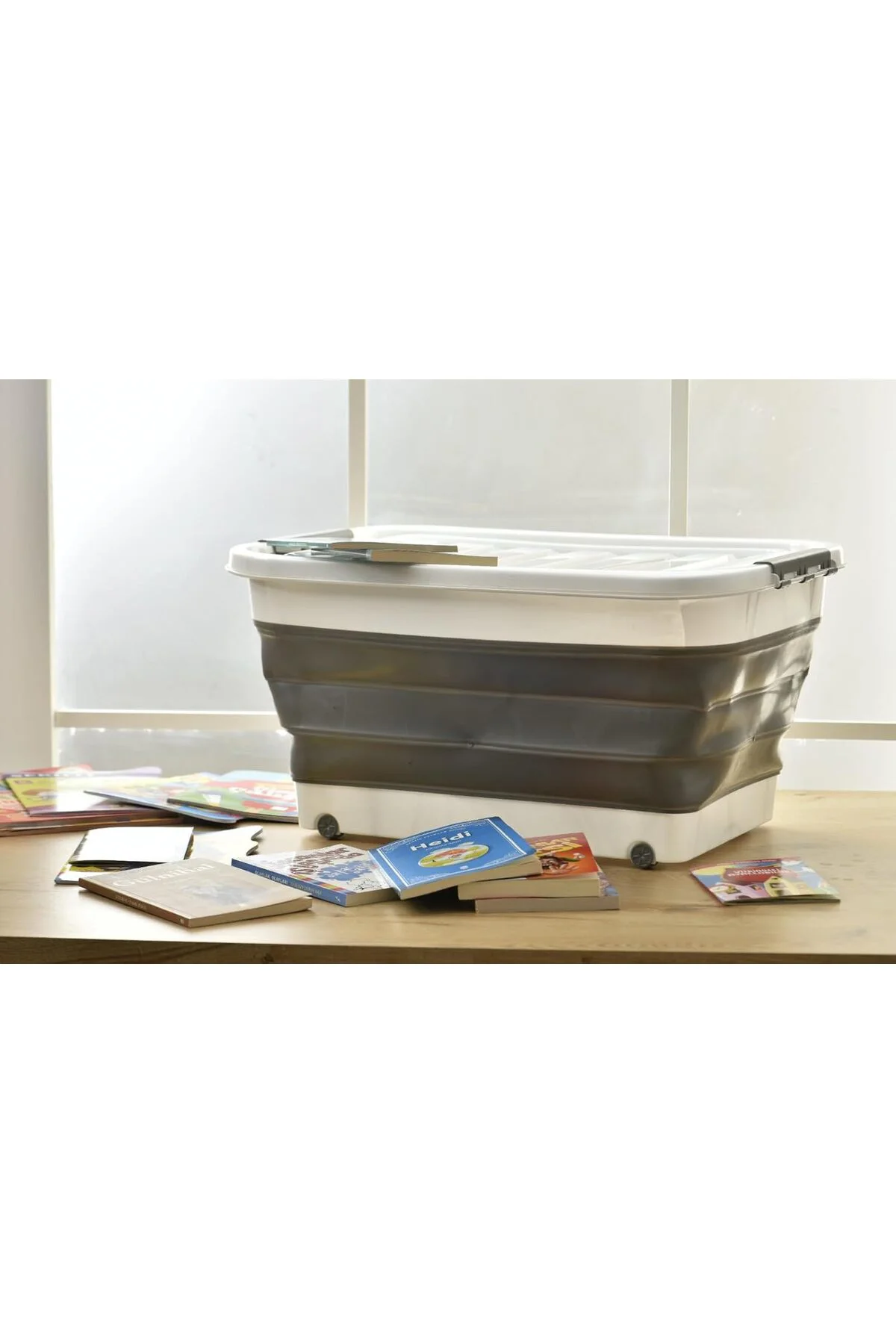 Tekerlekli Katlanır Silikon Saklama Çamaşır Sepeti Oyuncak Kutusu