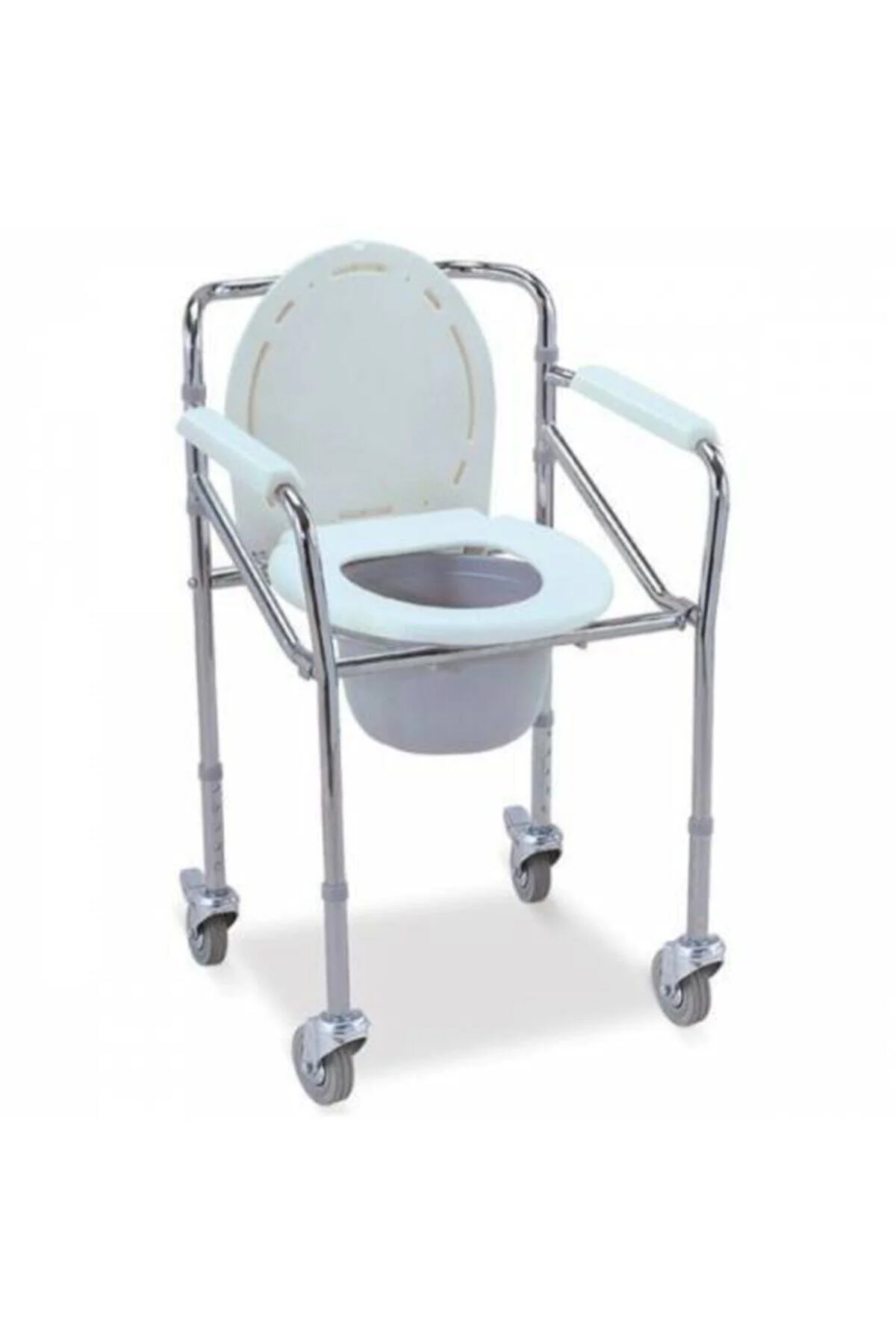 Tekerlekli Katlanır Seyyar Hasta Tuvaleti Sandalyeli Komot Klozet