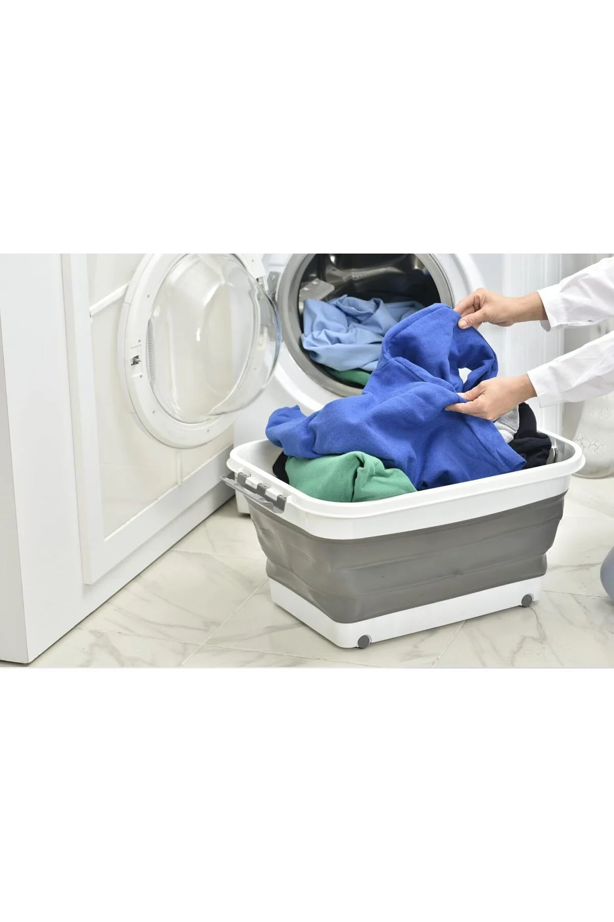 Tekerlekli Katlanır Silikon Saklama Çamaşır Sepeti Oyuncak Kutusu
