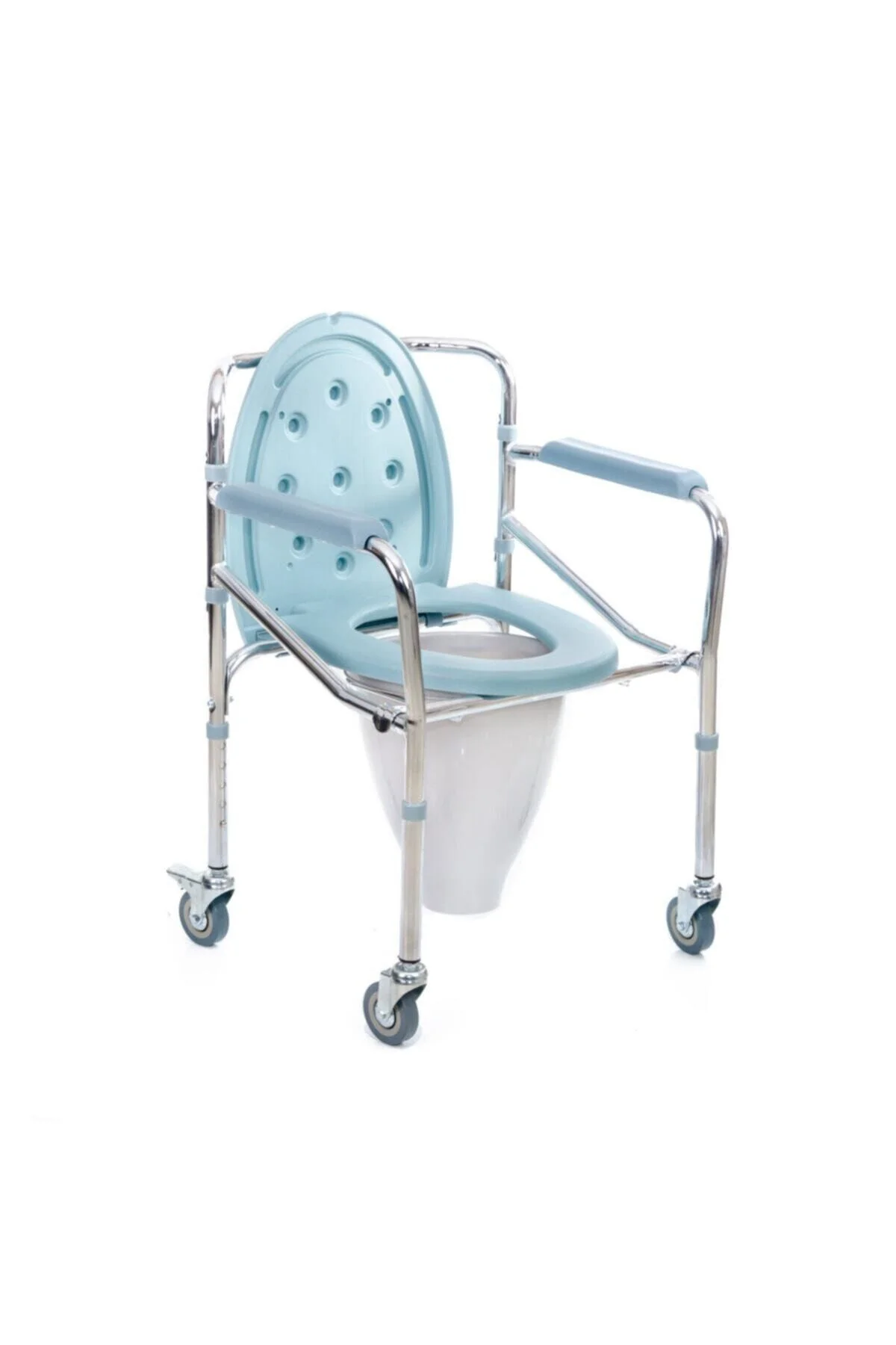 Tekerlekli Sandalye Hasta Tuvalet Sandalyesi Uzun Kovalı Komot Sa